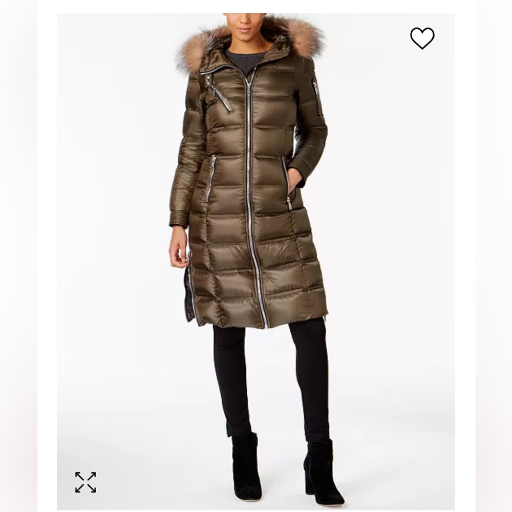 Andrew Marc Fox Fur Trim Puffer Coat Size Small